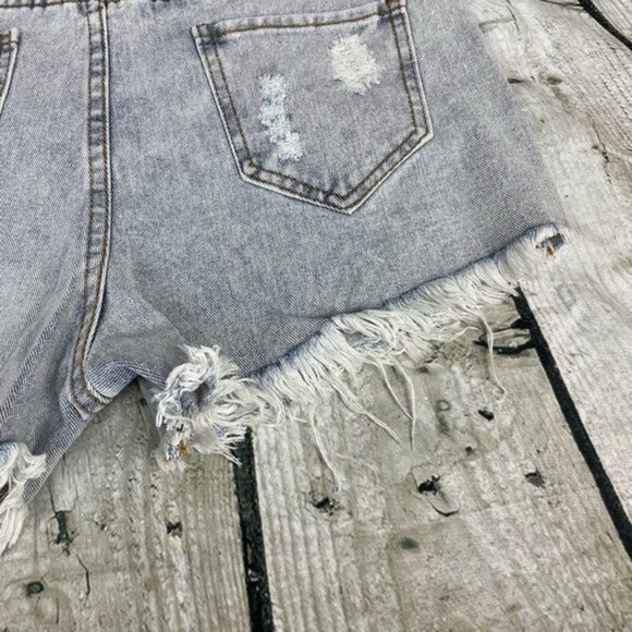 BELLE DE JOUR Light Blue Ripped Cutoff Short Large - Picture 15 of 16